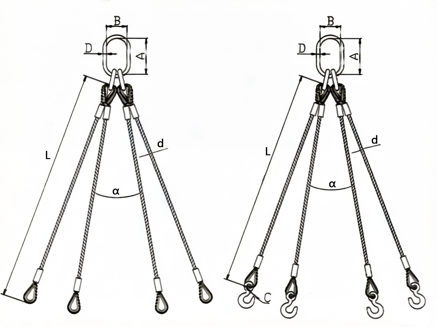 drawing-of-clgr®-four-leg-wire-rope-sling-china-supplier